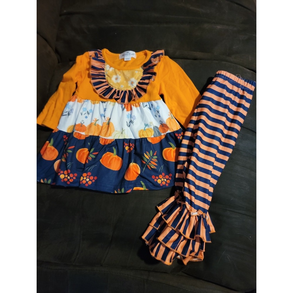 Marie nicole boutique outfit pumpkin fall Halloween size XXS 6 12 months